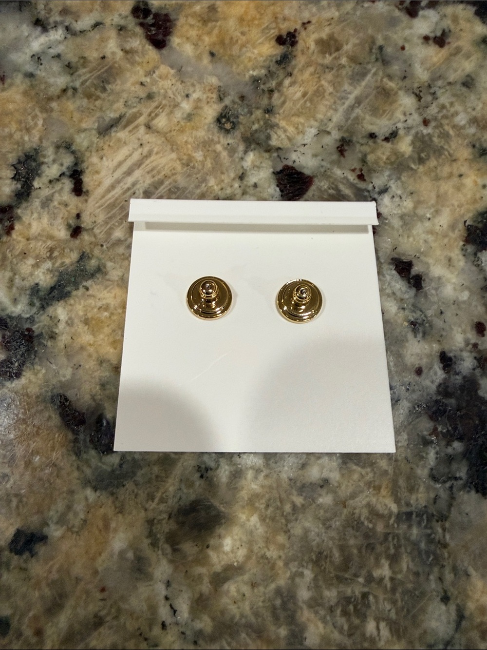 Tory Burch Gold Drop Earrings with Dark Green Cabochons - Picture 2 of 3
